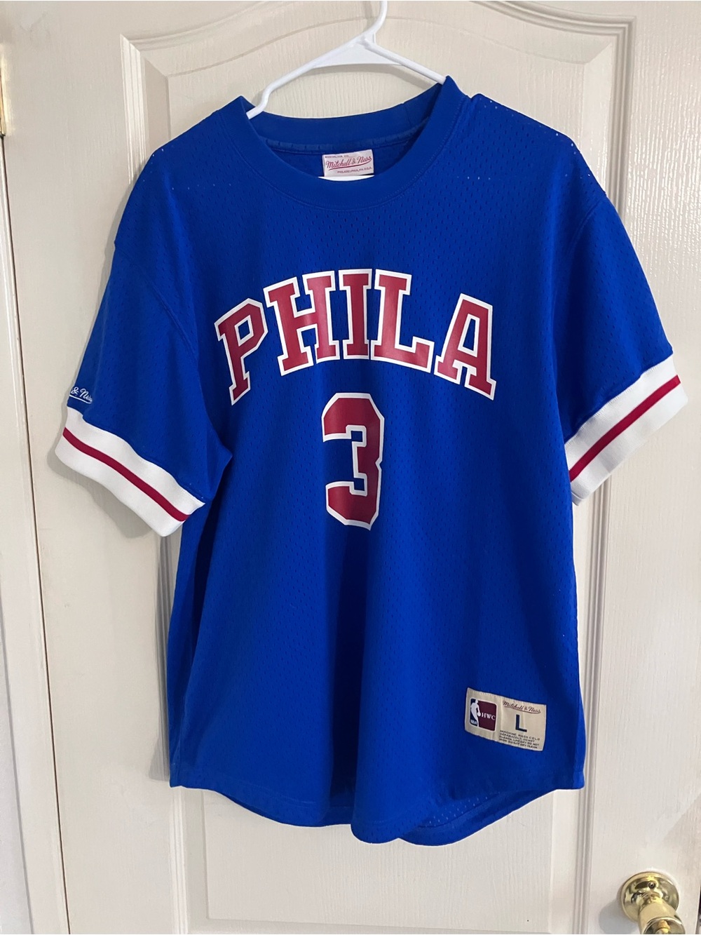 Mitchell & Ness Blue PHILA #3 Kids Jersey with Red & White Trim